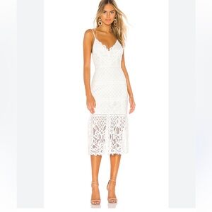 Lovers & Friends Tilly white lace midi dress